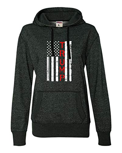 Small Black/Silver Womens Trump 2020 Re-Elect Donald Trump Glitter Hoodie