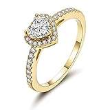 MDFUN Luxurious Gold Plated Cubic Zirconia Infinity Love Solitaire Promise Eternity Ring (gold-plated-brass, 7)