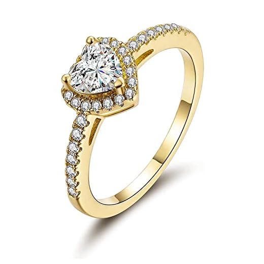 MDFUN Luxurious Gold Plated Cubic Zirconia Infinity Love Solitaire Promise Eternity Ring (gold-plated-brass, 8)