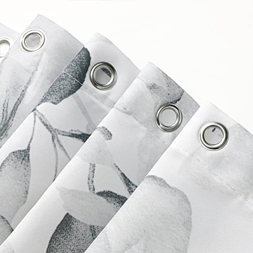 Gibelle Grey Eucalyptus Shower Curtain, Watercolor Plant Leaves With Floral Bathroom Shower Curtain Set With Hooks, Gray White, 72X72 #TOP4