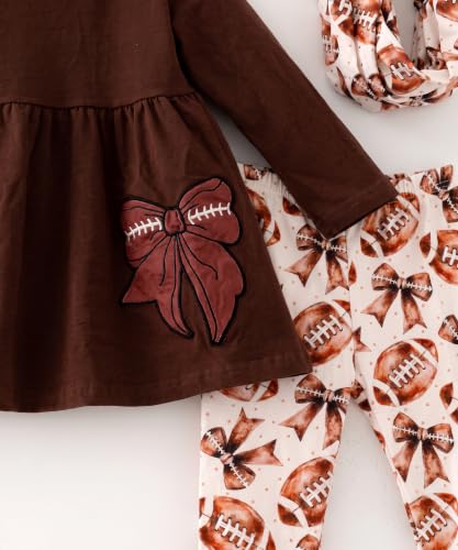 Image of Unique Baby Girls Kids Toddler 3pc Outfit Set Long Sleeve Stretch Tunic Top Leggings and Scarf