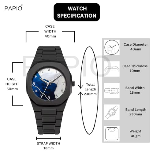 Image of PAPIO Men's Designer Analog Watch | Polycarbon Strap Wrist Watch | Arabic Dial Stylish Casual & Formal Watch for Men