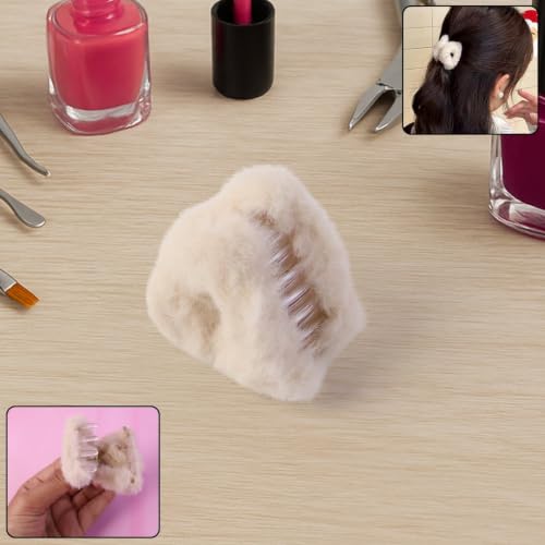 Image of Fluffy Hair Claw Clip for Women and Womens, Non Slip Plush Hair Clutcher, Cute Fur Hair Accessory for Daily Hair Styling, Mix Color, 6 Piece