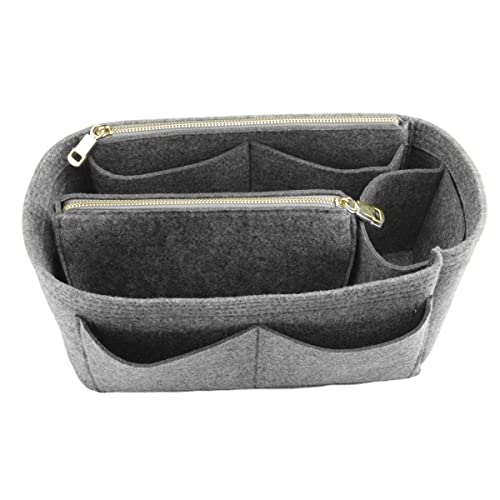 Image of Purse Organizer, Felt Bag Organizer Insert Purse Organizer For LV Speedy, Neverfull, Tote, Handbag,Shaper 8023 Gray XL