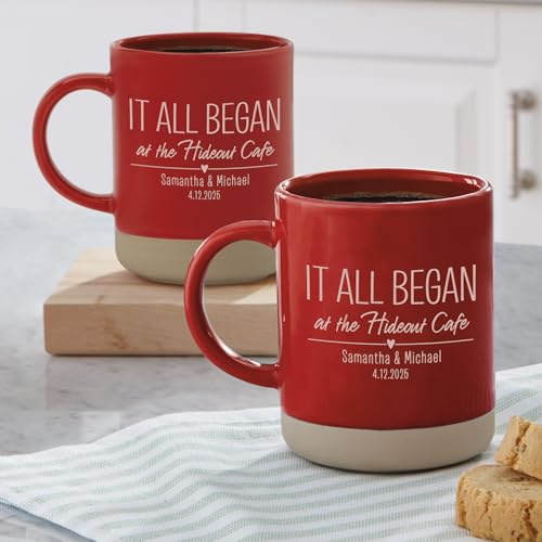 Set de 2 mugs personalizados de stoneware rojos miniatura 2