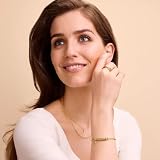 Theo Grace - Lena Toggle Bracelet with Customizable Name Beads with Diamond or Pearl Charm - Gift for Her, Women, Anniversary, Birthday, Christmas (With Diamond, Gold Vermeil, 7, Inches)