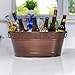 BREKX Galvanized Beverage Tub for Parties, Oval Drink Bucket with Handles, Colt Copper Finish Wine Cooler Bucket for Home Bar (15-Quarts, 16-Bottles), Long-Lasting for Years of Celebrations
