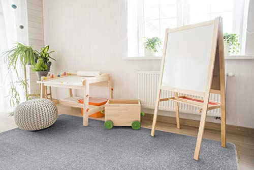 Joy Carpets Kid Essentials Endurance Misc Solid Color Area Rugs, Silver, 6' X 9' #TOP2