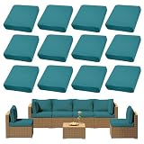 DREAHOTEXTIL 12Pcs Outdoor Cushion Covers, Patio Cushion Covers,Stretch Elastic Slipcovers, Replacement Washable & Reusable Furniture Protector for Patio Couch (Peacock Blue,Cover Only)