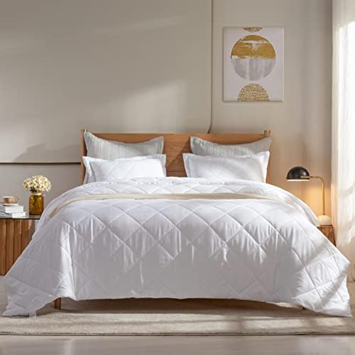 Dorrin Nessin Summer Lightweight Down Alternative Comforter Blanket 90x90 Full/Queen Size, Ultra Soft Reversible Blankets for Hot Sleepers with Double Brushed Microfiber Quilt Cover