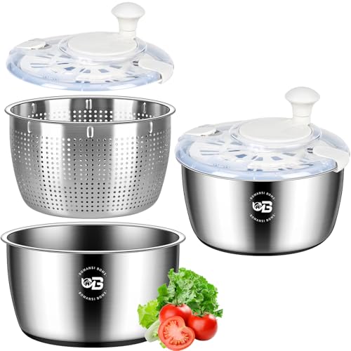 5.3 Qt Stainless Steel Salad Spinner, BOMANSI BOMS