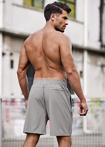 Coofandy Mens 5 Inch Athletic Running Shorts 2 Pack Quick Dry Gym Workout Shorts Lightweight With Pockets Khaki/Light Grey, M #TOP2
