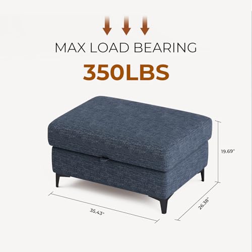 Image of Upvilla 35 inch Large Storage Ottoman for Living Room(Blue)
