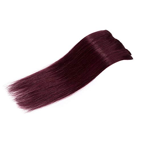 Down Human Hair Clip in Hairpieces 18" Wine Red