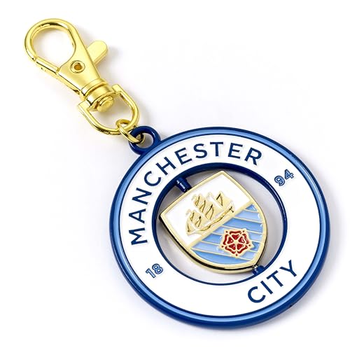 The Carat Shop Gancho de mochila com logotipo giratório do Manchester City Football Club, azul, tamanho único, Azul, tamanho �nico