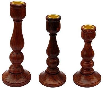 ITOS365 Handmade Wooden Candle Stand - Set of 3 | Decorative Wood Finished Wax Candle Holder for Home, Office & Living Room Décor | Handcrafted Tealight Holder Gift Item for Diwali & Festivals