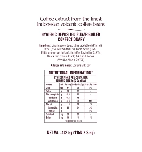 Image of KOPIKO Cappuccino Coffee Candy - World's No 1 Coffee Candy - Party Pack - 402.5 gm |115 Pieces in Each| |Birthday Pack of 8|