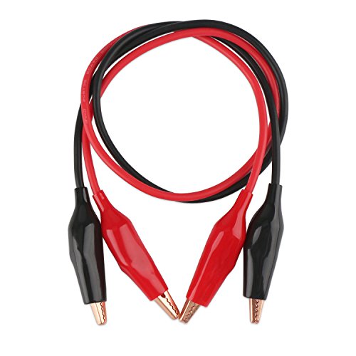 Image of DROK Jumper Wires with Alligator Clips Electrical 20 AWG Copper Wire | Double Layer Insulated Soft Test Leads with Alligator Clips for Multimeter Electrical Testing, 2pcs, 19.6 inches /50cm
