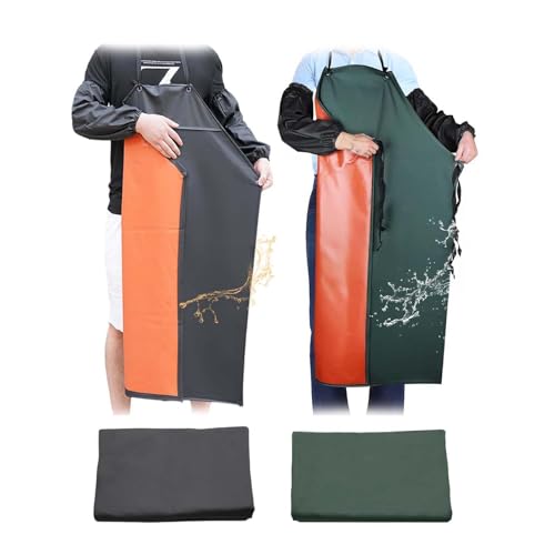 ZHYUAN 2 Stück Wasserdichte Gummi-Vinyl-Schürze Unisex Wasserdicht Ölbeständig PVC Chemikalienbeständig Arbeitsschürze