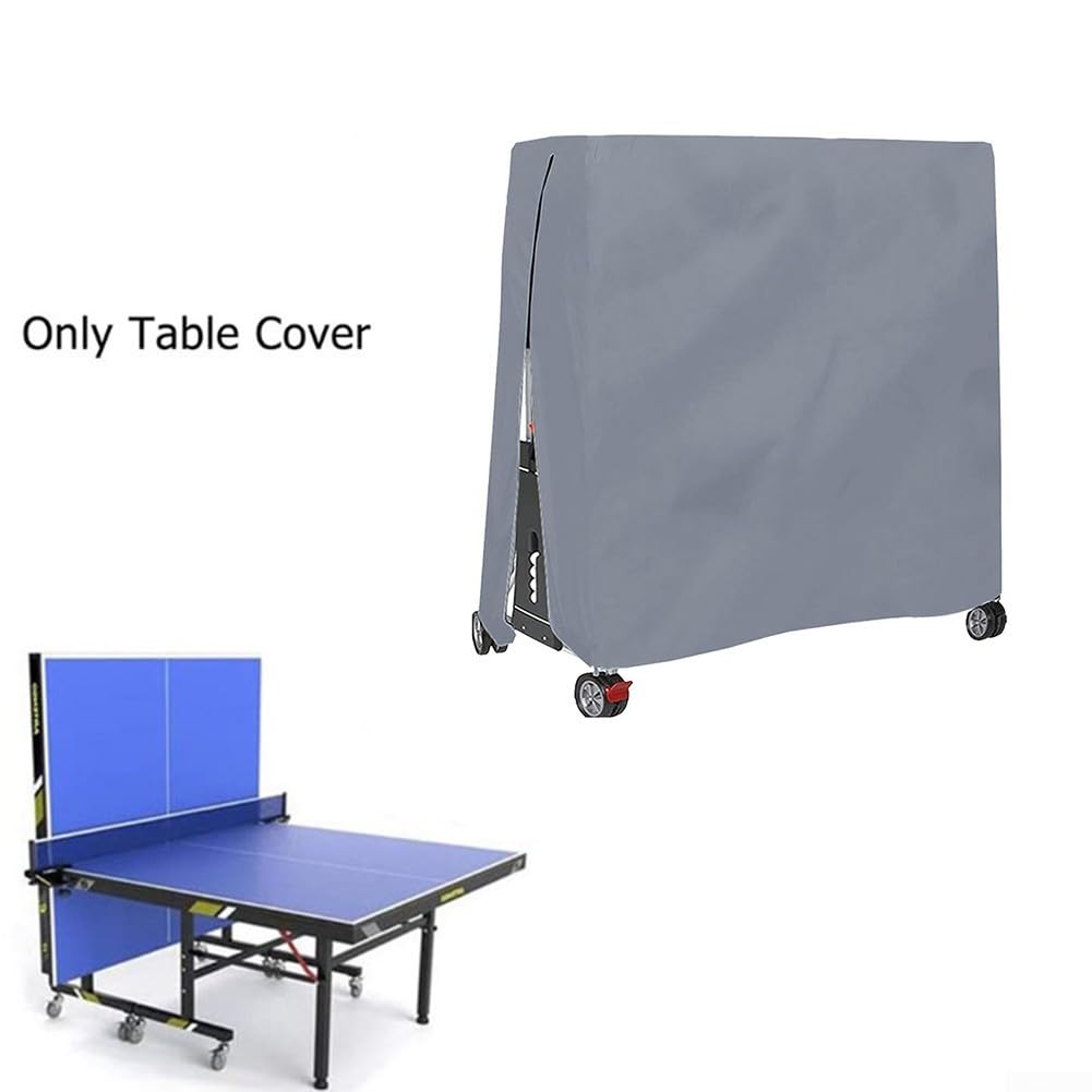 Copertura per tavolo da ping pong in tessuto Oxford 210D, impermeabile, antivento, custodia protettiva per esterni per tavoli da ping pong pieghevoli, 165 x 70 x 185 cm, verde (grigio)