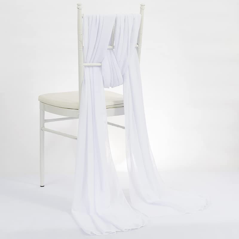 Elfenbeinfarbene Chiffon-Stuhlschärpen, Abdeckhauben für Hochzeiten, Veranstaltungen, Partys, Dekoration, Auburn, 10 Stück