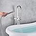 Votamuta Freestanding Bathtub Faucet Floor Mounted Bath Tub Filler Faucets with Hand Held Shower Head Brushed Nickel