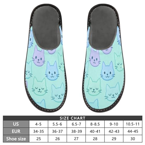 JUNZAN Cute Cats Faces Memory Foam Slippers for Women Men House Slippers for Bedroom Indoor4