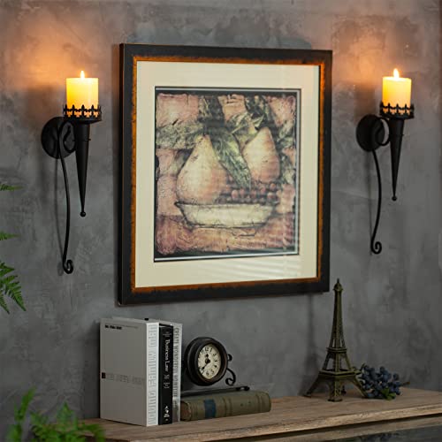 Wall Candle Holder For Pillar Tea Light Candles Decorative Candle Sconces Hanging Black Metal Wall Decorations With Modern Art Design For Living Room, Bathroom, Dining Room, Set Of 2 #TOP2