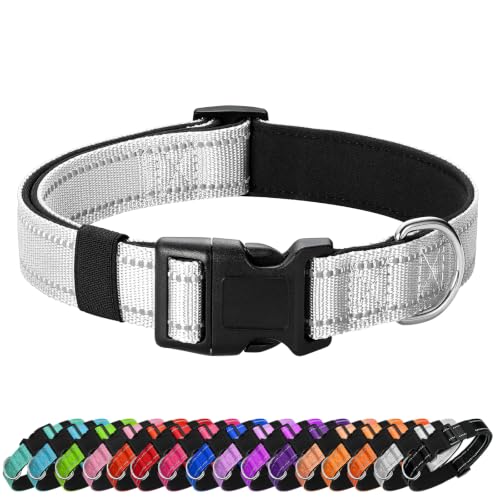 Image of Reflective Dog Collar, Adjustable Nylon for Puppy, Silver XS