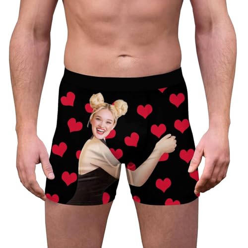 Calzoncillos para hombre Pantalones cortos personalizados con foto para hombres, pantalones cortos de ropa interior divertidos personalizados con cara, ropa interior personalizada para San Valentín y