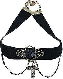 YOURPAI gothic choker,Gothic Accessories Vintage Cross Choker With Metal Chain Goth Aesthetic Women Black Chokers Cosplay Daily Wear, Extend Lenth:30-35cm