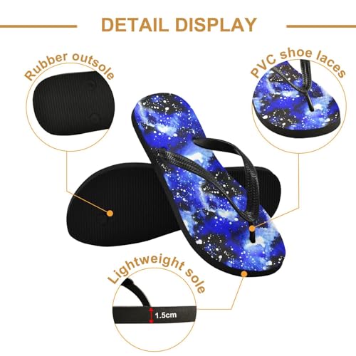 Blue Galaxy Starry Flip Flops for Beach Thong Sandals Anti-slip Lightweight Flat Slippers for Summer Outdoor Travel3