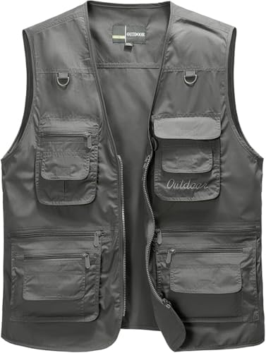 CwccLSH Multifuncional Chaleco multibolsillo for Hombre, Top sin Mangas, Pesca al Aire Libre, Camping, Chaleco de Senderismo de Viaje múltiple