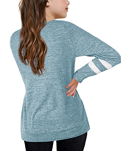 Image of Apbondy Girls Shirts Casual Long Sleeve Crewneck Loose Striped Sweatshirts Pullover Tops