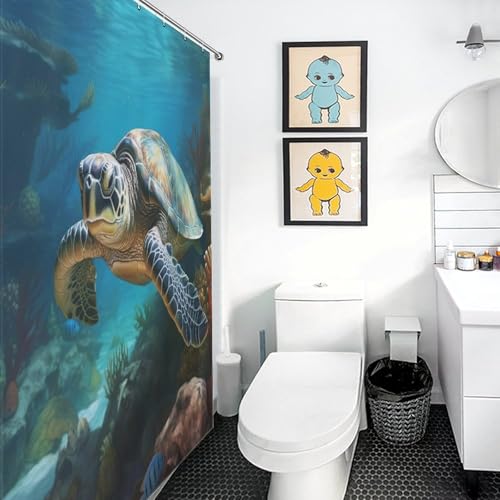 Rideau de douche tortue de mer en polyester imperméable 122x183cm - 3