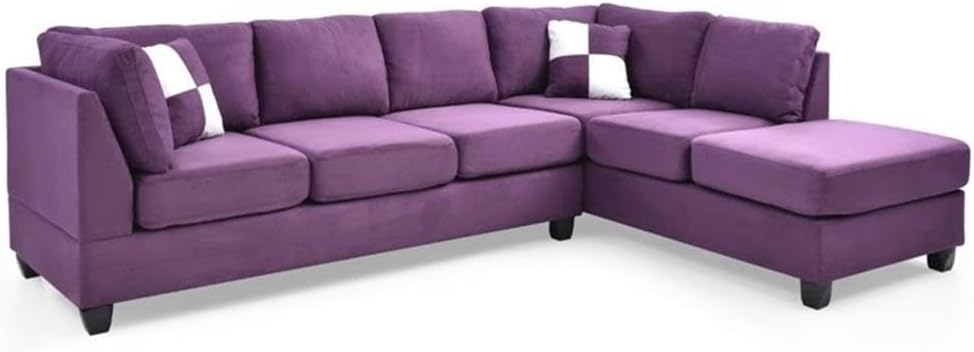 Glory Furniture Malone Microsuede Sectional in Navy Blue