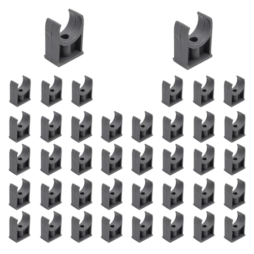 TONGIHS 40 Piezas Abrazadera de Tubo, Abrazaderas para Tuberías de PVC,Hebillas de Manguera en Forma de U,Clips Fijos para Conductos,para Tuberías de Agua y Mangueras(Tornillos No Incluidos,Gris,18mm)