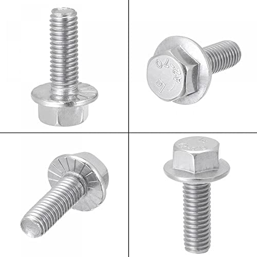 Image of uxcell M5x14mm Hex Serrated Flange Bolts Screws Metric Thread 304 Stainless Steel 25pcs