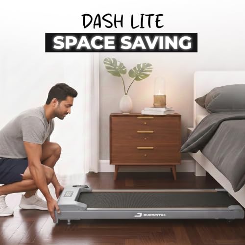 Image of Durafit91 Dash Lite 2.5HP Peak BLDC Motor Walkpad Treadmill with Remote Control | 100 kg User Capacity Walking Pad| 8km /h Max Speed | LED Display with Under-Desk Design | Home Use |Grey