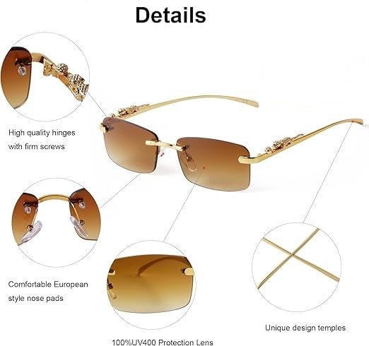 Image of Honey Singh & Mc Stan Vintage Rimless Square Sun Glasses UV Protection Men's & Women's Shade Trendy Metal Frameless.