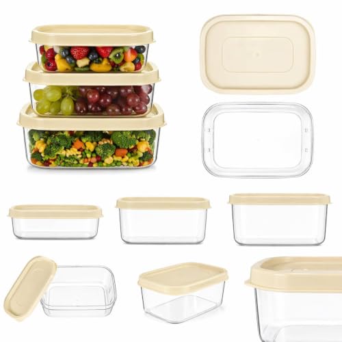 Image of Vasukie Fridge Storage Containers, Fridge Storage Box Kitchen Containers Keep Fruits Vegetables Fresher, Leakproof, Stackable, Clear Kitchen Storage Containers (Pack of 8)