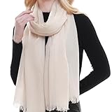 [RIIQIICHY] ガーゼ マフラー 大判 スカーフ夏ストールレディース 薄手 無地 UVカット 日焼け防止 冷房対策 ショール 洗濯可 春 夏 プレゼント 結婚式母の日 贈り物アイボリー