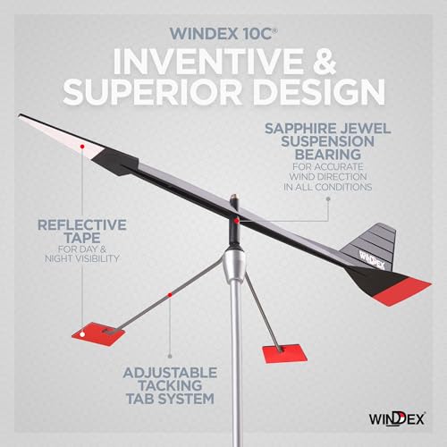 Windex 10C - Wind Direction Indicator for Sailing, Sailboat Wind Indicator, Boat Accessories, 10-20 Feet Sized Boats