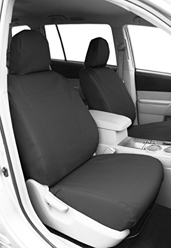 Front Buckets Seats, CalTrend DuraPlus Seat Covers for 2017-2022 Ford F-250 Super Duty|Ford F-350 Super Duty Charcoal Charcoal Insert and Trim