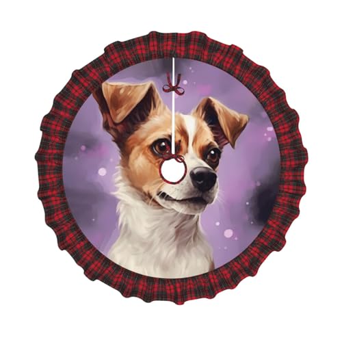 Jupe de sapin de Noël chien violet pour cacher le pied du sapin proprement