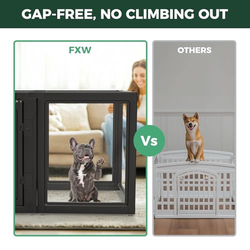Image of FXW AuraSpace Acrylic Indoor Dog Playpen for Small and Medium Dogs, 30 Inch, 8 Panels, Black