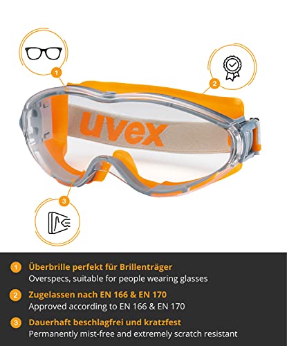 Uvex Ultraschall Supravision Excellence Schutzbrille - transparent/grau-orange - Image 3