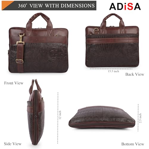 Image of ADISA Laptop Messenger Office Bag Briefcase for Work for Men (LB6056-BRO)