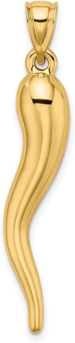 JewelryWeb 10k Solid Yellow Gold Hollow Italian Horn Pendant Necklace 42x8.5mm Wide Pendant for Women - Image 4