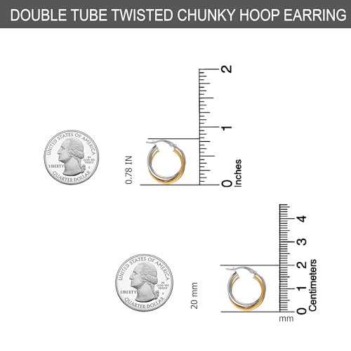 LeCalla 925 Sterling Silver Two-Tone Three-Tone Hoop Earrings Intertwining Round Shape Polished Chunky Hoop Earrings for Women4